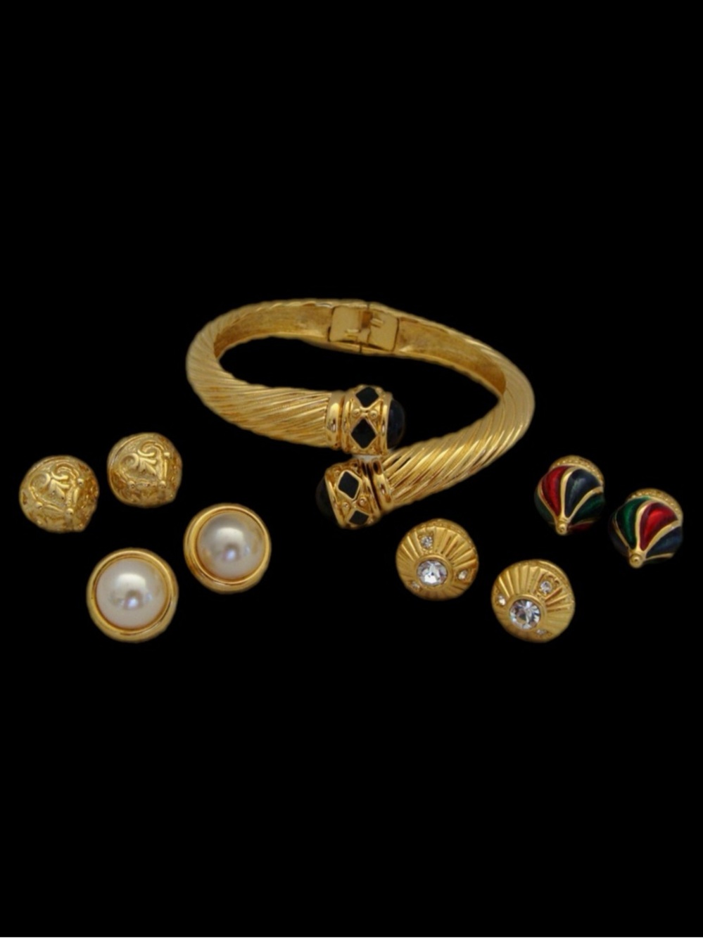 Joan Rivers Gold-Tone Hinged Bracelet W/ 5 Sets Of Interchangeable Tips/Charms